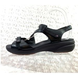 DANSKO Black Leather Wedge Comfort Sandal